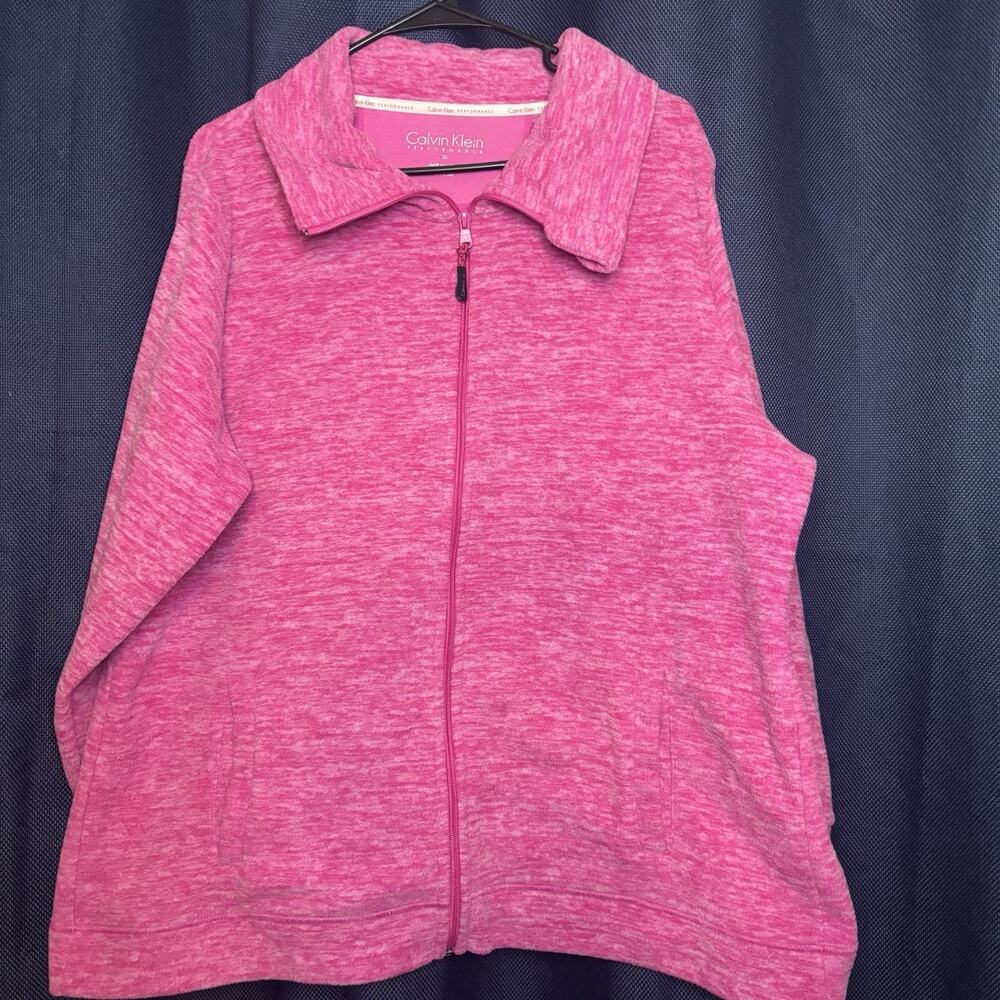 Calvin Klein Performance Quick Dry Full Zip Pink Fleece Track Jacket Women’s 2X